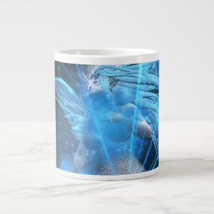 Caneca De Café Grande Fada azul no Vortex Jumbo Mug 20oz - editável