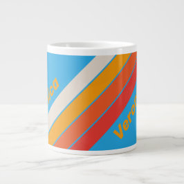 Caneca De Café Grande Faded Surf Blue Stripes with Name