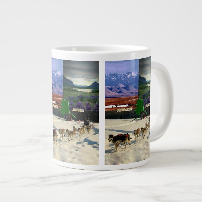 Caneca De Café Grande Fairbanks, Alaska Collage (Frente Esquerda)