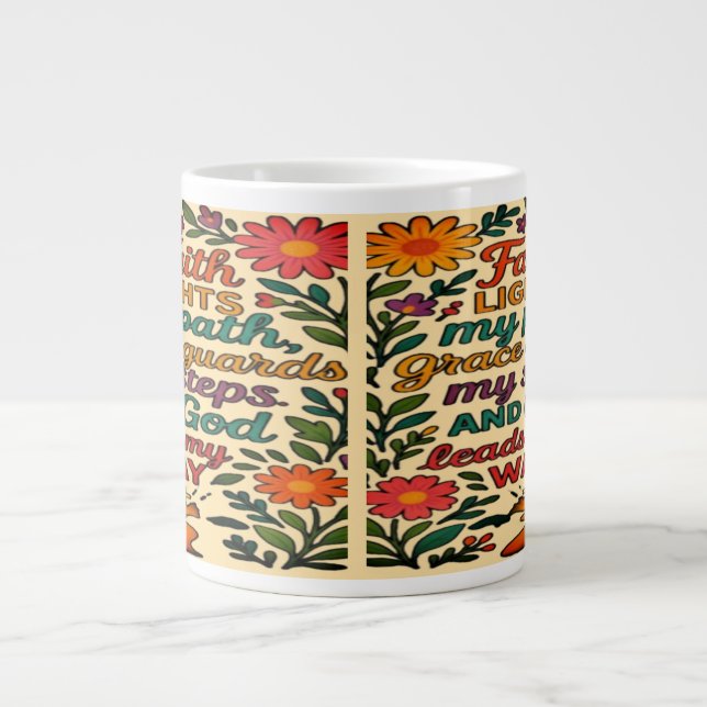 Caneca De Café Grande Faith Lights My Path Christian Art - Inspirational (Frente)