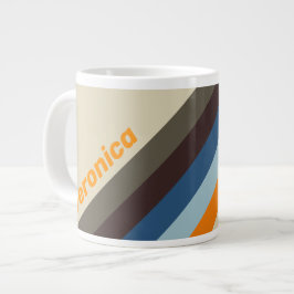 Caneca De Café Grande Faixa de Degrade Butternut com Nome Raquete de Pin