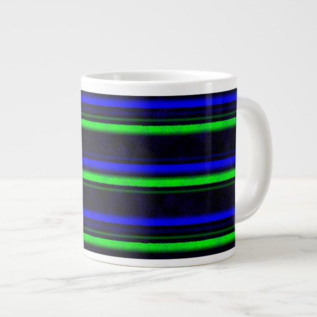 Caneca De Café Grande Faixa Verde Azul Preta (Frente Esquerda)
