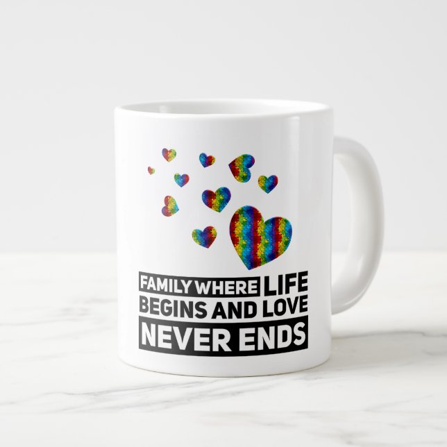 Caneca De Café Grande Família Autismo - Mug (Frente Esquerda)