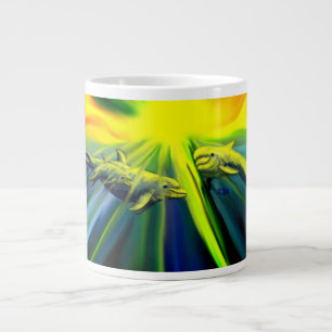 Caneca De Café Grande Família de golfinhos no sol