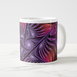 Caneca De Café Grande Fantasia Abstrata Colorida e Psicodélica Fractal R