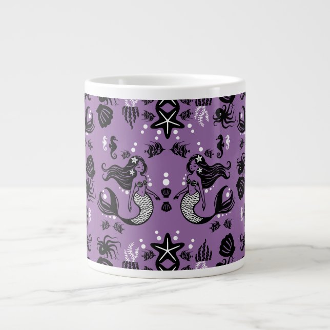 Caneca De Café Grande Fantasia da Sereia Roxa (Frente)