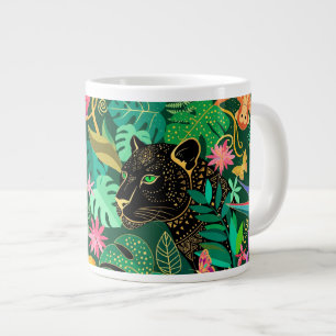 Caneca De Café Grande Fantasia Exótica Surreal da Selva