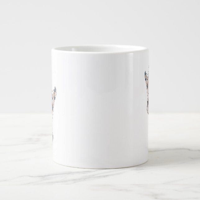 Caneca De Café Grande Fantasma com borboletas de Halloween  (Frente)