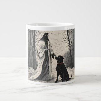 Caneca De Café Grande Fantasma e cão negro halloween 2024