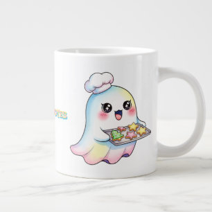Caneca De Café Grande Fantasma Kawaii Chef Com Biscoitos De Natal