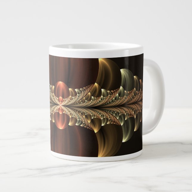 Caneca De Café Grande Fantasy Construction Shiny Abstrato Fractal Art (Frente Esquerda)