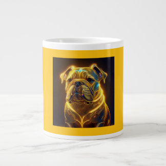 Caneca De Café Grande Fantasy Image Neon Yellow English Bulldog