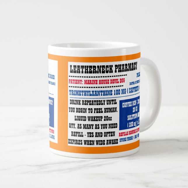 CANECA DE CAFÉ GRANDE FARMACÊUTICA COM LEATHERNECK (Frente Esquerda)
