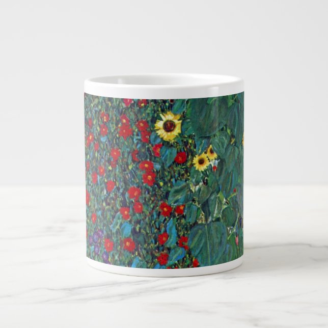 Caneca De Café Grande Farmergarden w Sunflower por Klimt, Flores de Vint (Frente)