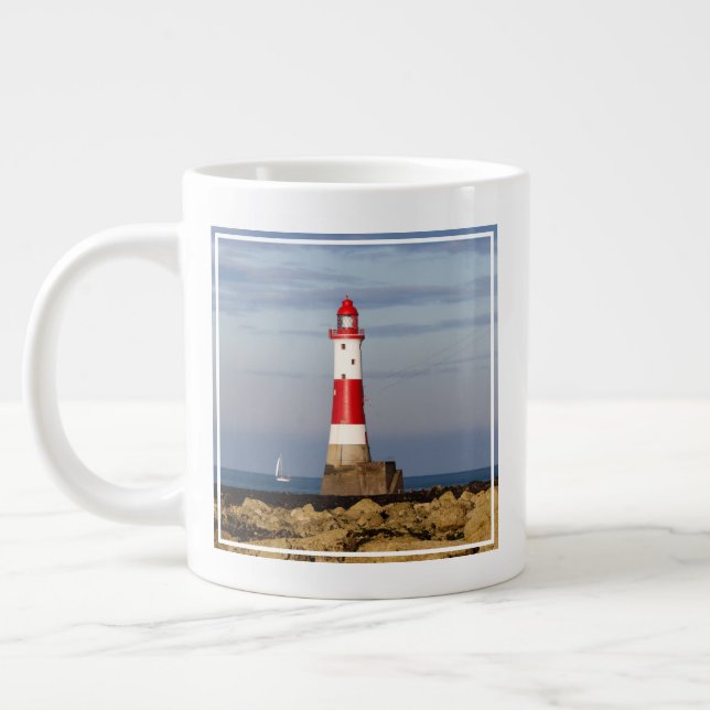 Caneca De Café Grande Faróis | Farol de Beachy Head Inglaterra (Esquerda)