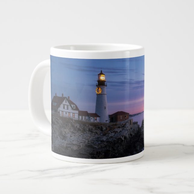 Caneca De Café Grande Faróis | Farol de Cabo Elizabeth Maine (Frente Esquerda)