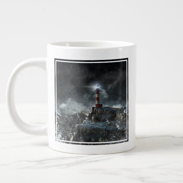 Caneca De Café Grande Faróis | Farol na tempestade (Esquerda)