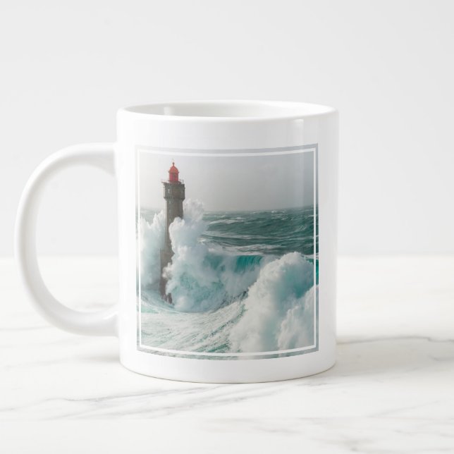 Caneca De Café Grande Faróis | Jument Lighthouse Ouessant França (Esquerda)