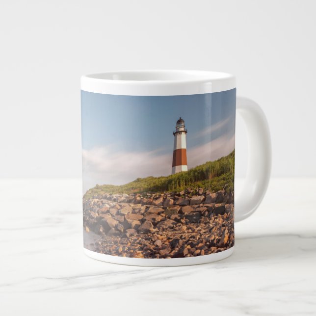 Caneca De Café Grande Faróis | Montauk Point Long Island (Frente Esquerda)