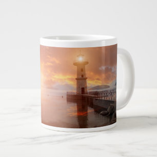 Caneca De Café Grande Farol no pôr do sol