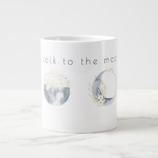 Caneca De Café Grande Fase aquosa da Lua e Floral
