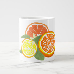 Caneca De Café Grande Fatias Frescas de Citrinos Laranja Limão