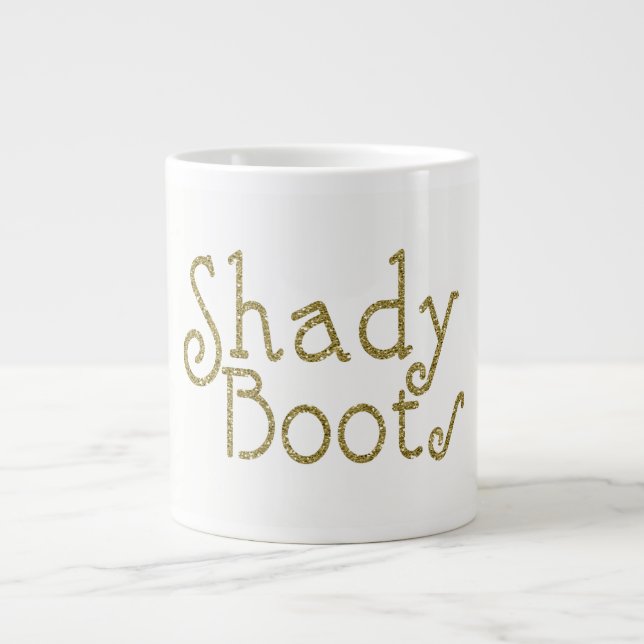 Caneca De Café Grande Faux Glitter Dourado Shady Boots (Frente)
