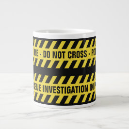 Caneca De Café Grande Faux Policia Linhas de texto personalizado