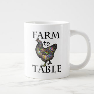 Caneca De Café Grande Fazenda A Mesa Galinha Colorida