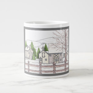 Caneca De Café Grande Fazenda de pedra Jumbo Mug com Cinza