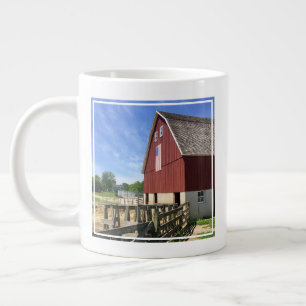 Caneca De Café Grande Fazendas   Red Barn Com Bandeira Americana
