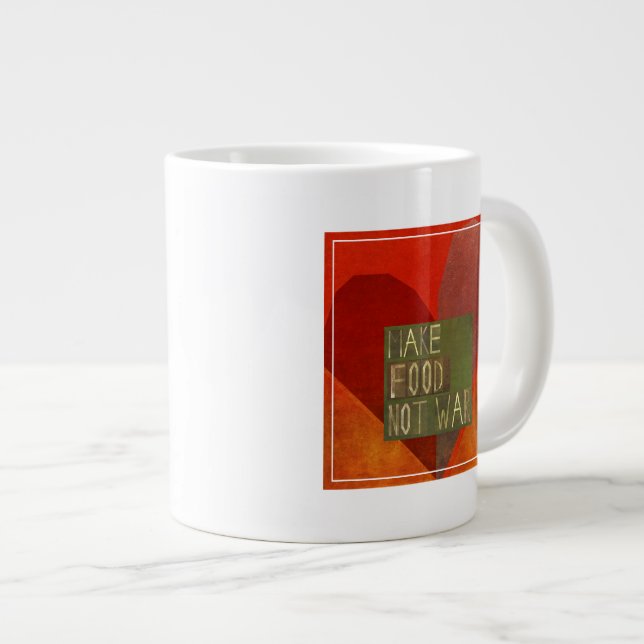 Caneca De Café Grande Fazer Comida não guerra (Frente Esquerda)