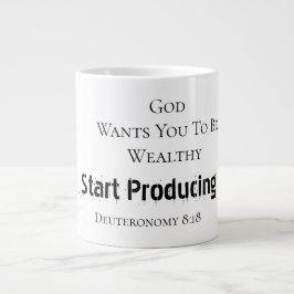 Caneca De Café Grande Fé Moderna e Negrita "Deus quer que você seja rico