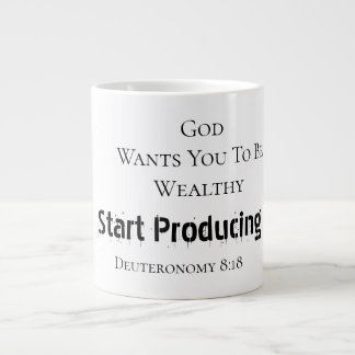 Caneca De Café Grande Fé Moderna e Negrita "Deus quer que você seja rico