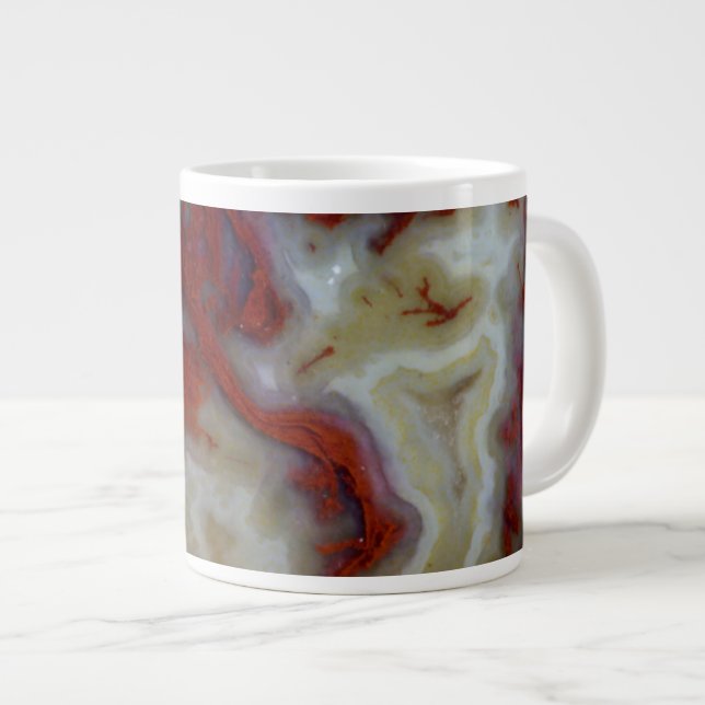 Caneca De Café Grande Feche o Red Moss Agate Slab (Frente Esquerda)