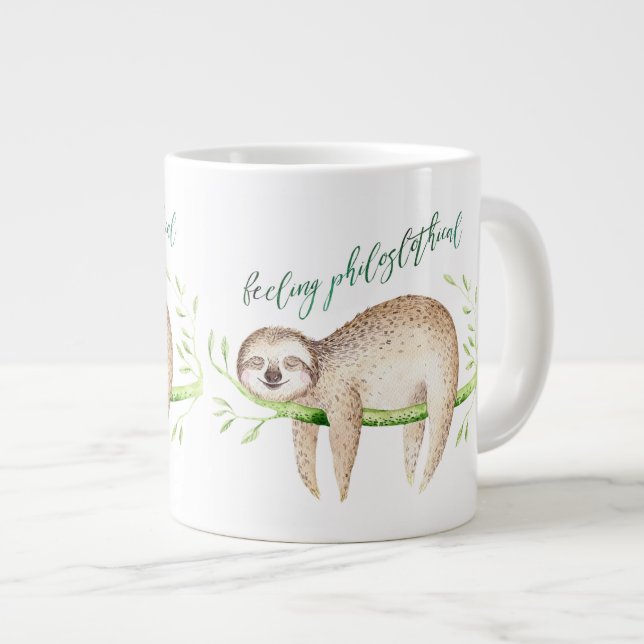 Caneca De Café Grande Feelin PhiloSLOTH Salgado engraçado (Frente Esquerda)