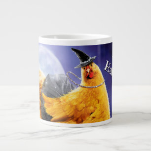 Caneca De Café Grande Feiticeira de Frango na Broomstick