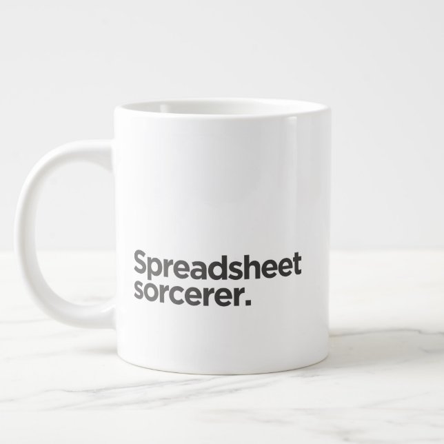 Caneca De Café Grande 'Feiticeiro de planilhas.' Aniversário de Colega d (Esquerda)