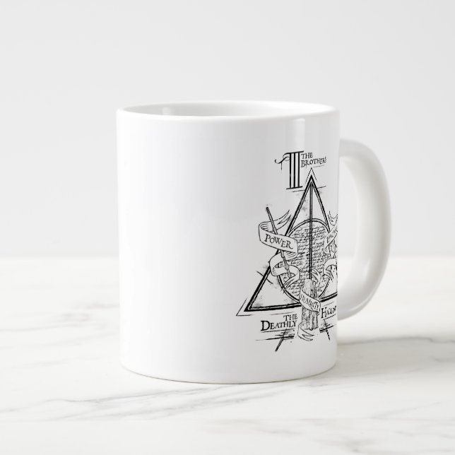 Caneca De Café Grande Feitiço de Harry Potter | Gráfico das RELÍQUIAS DA (Frente Esquerda)