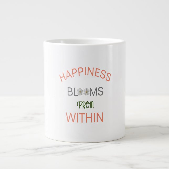 Caneca De Café Grande Felicidade Bloomia dentro de uma citação inspiraci (Frente)