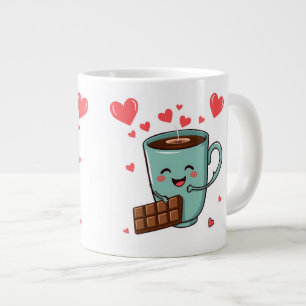 Caneca De Café Grande Felicidade Café & Chocolate – Fofo Dia dos Namorad