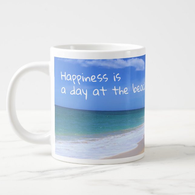 Caneca De Café Grande Felicidade É Um Dia Na Praia Jumbo Mug (Esquerda)
