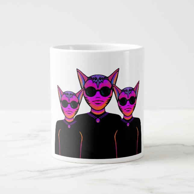 Caneca De Café Grande Feline characters Design (Frente)