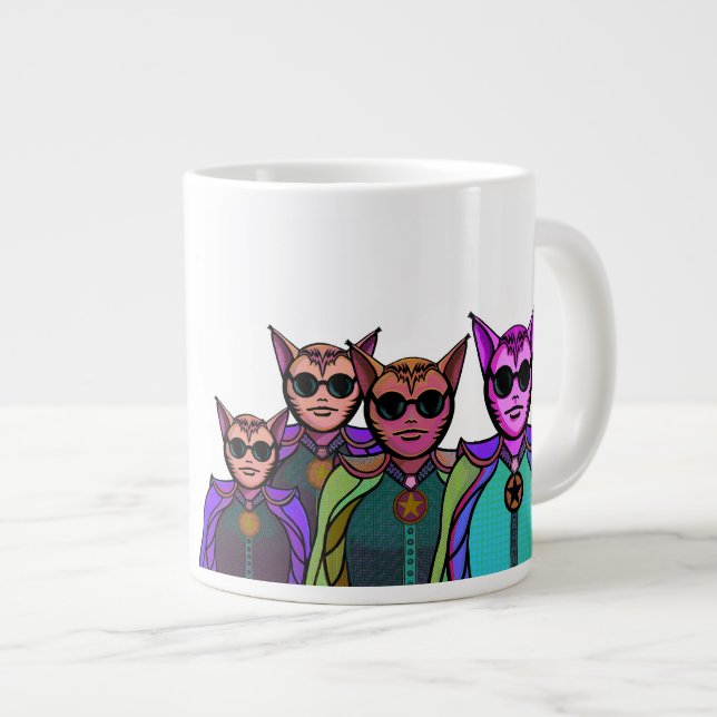 Caneca De Café Grande Feline Creatures Design Pickleball Paddle (Frente Esquerda)