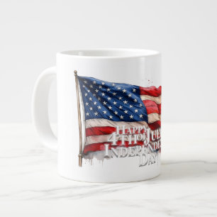 Caneca De Café Grande Feliz 4 de julho - Dia da Independência