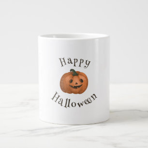 Caneca De Café Grande Feliz Abóbora do Halloween, desenhar de mão