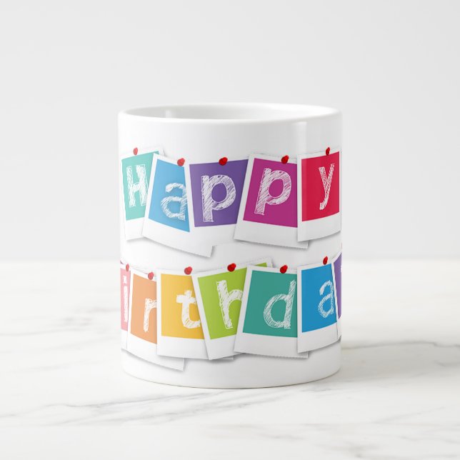 Caneca De Café Grande Feliz aniversário (Frente)