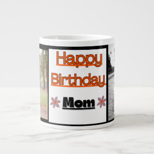 Caneca De Café Grande Feliz aniversário Mãe, melhor mãe, Foto personaliz