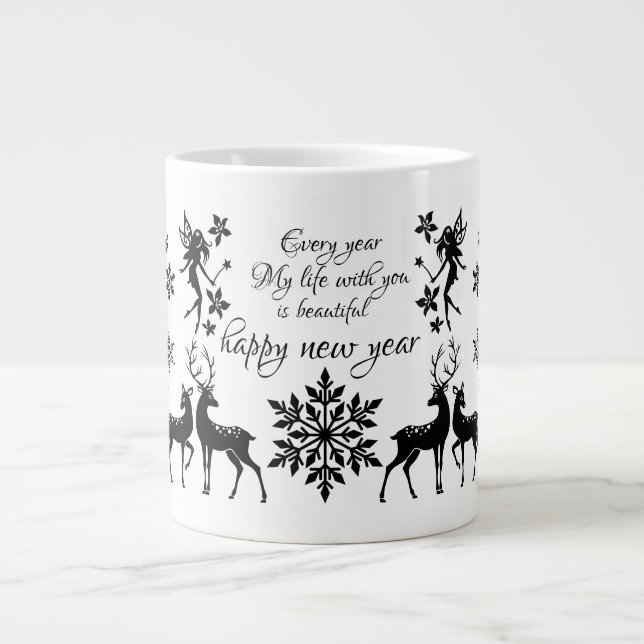 Caneca De Café Grande feliz ano novo (Frente)