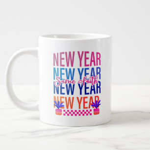 Caneca De Café Grande Feliz ano novo Mesma Cor de Diversão de Fé